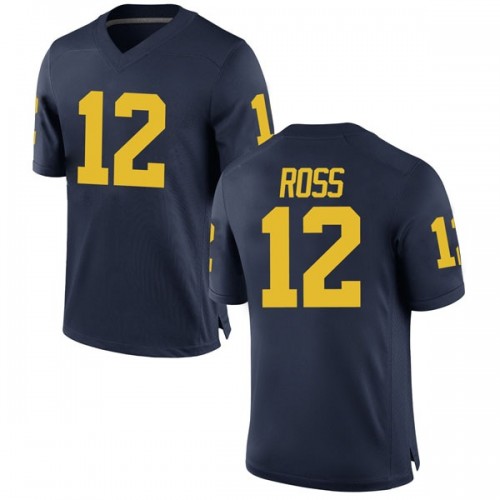 Josh Ross Michigan Wolverines Men's NCAA #12 Navy Game Brand Jordan College Stitched Football Jersey YMR7554YJ